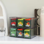 2 Large Acrylic Tea Bag Organizer, 9 Grids Tea Organizers and Storage with Acrylic Drawers Stackable, Teabag Holder Organizer for Counter Countertop Kitchen Cabinet
