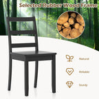 COSTWAY Wooden Dining Chairs Set of 4, Mid-Century Modern Armless Kitchen Side Chairs with Curved Backrest and Rubber Wood Legs for Home Dining Room, Kitchen, Restaurant (Black)