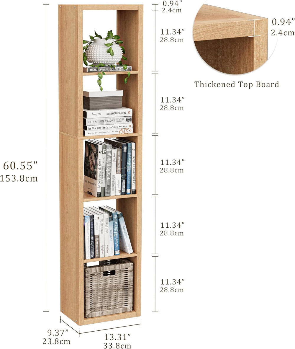 Tall Cube Storage Organizer Bookcase, 5 Tier 11 inch Open Back Cubical Shelf ...