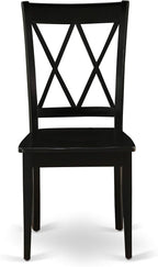 East West Furniture SHCL5-BLK-W 5 Piece Dining Room Table Set Includes a Round Wooden Table with Pedestal and 4 Kitchen Dining Chairs, 42x42 Inch, Black