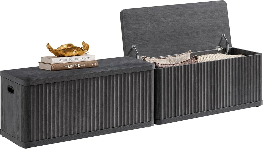 SICOTAS Storage Bench 80.4" Wide Shoe Bench with Lift Top Large Wooden S...