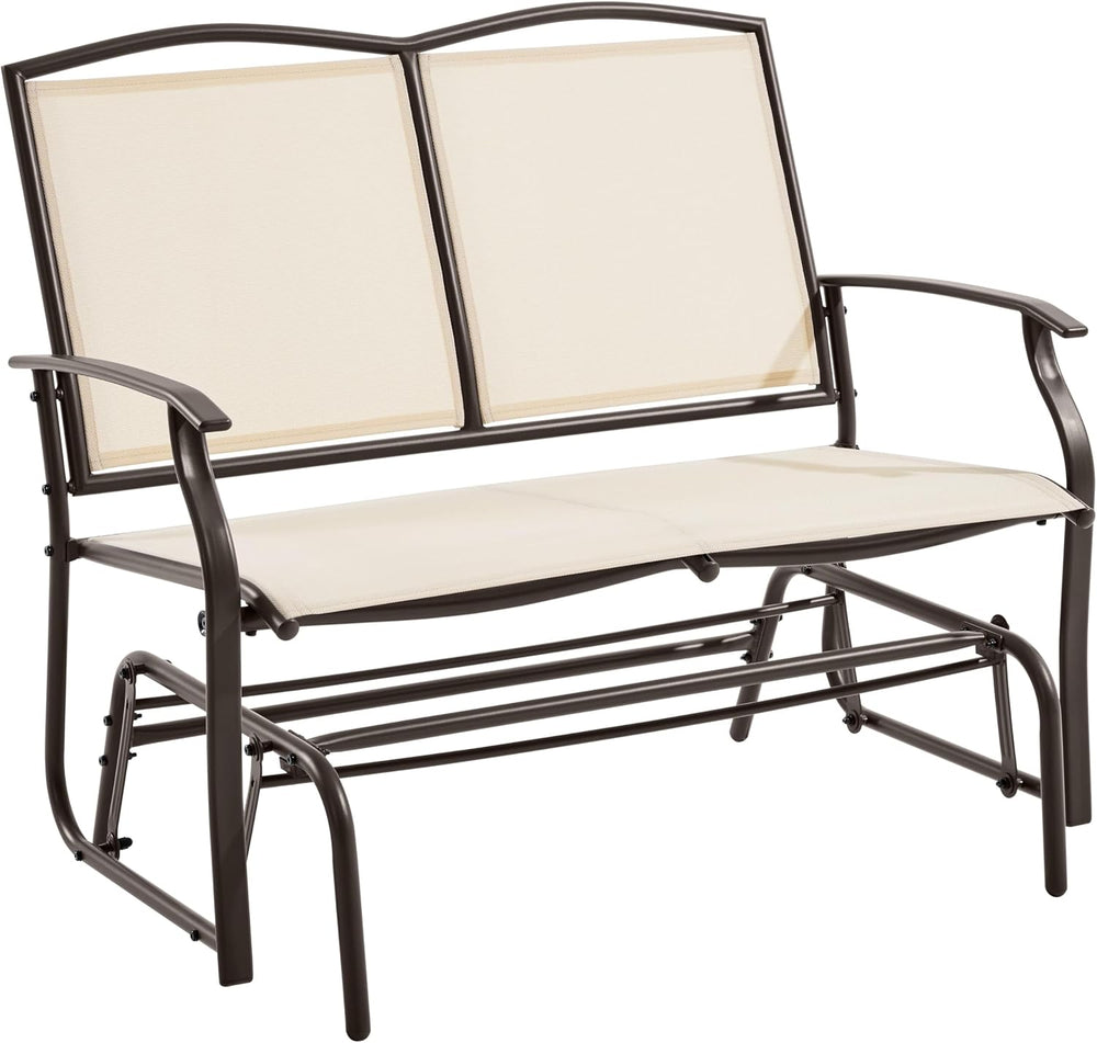 Yaheetech Glider Bench for Outside Patio 2-Person Outdoor Loveseat,Beige | Fr...