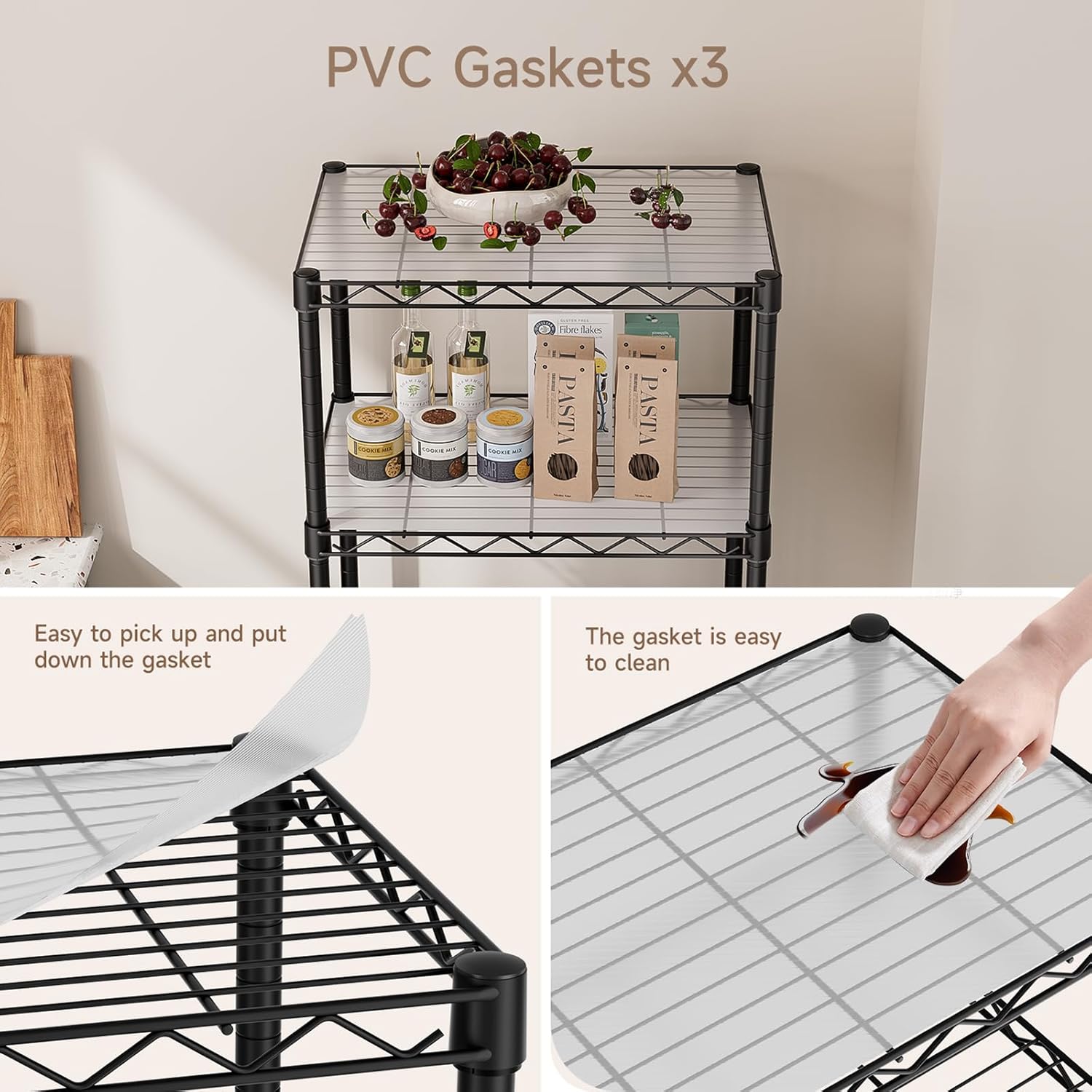Small 6 Tier Shelves Storage Wire Shelving Unit Metal Shelf Adjustable Organizers Storage Shelving with Wheels for Bathroom Laundry Room Kitchen Pantry12”D x 18”W x 61.6”H Black