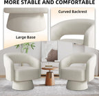 INZOY Swivel Barrel Chair with Velvet Fabric, Swivel Accent Chair with Thickened Soft Cushion, Comfy Round Swivel Chair for Living Room Bedroom, Beige