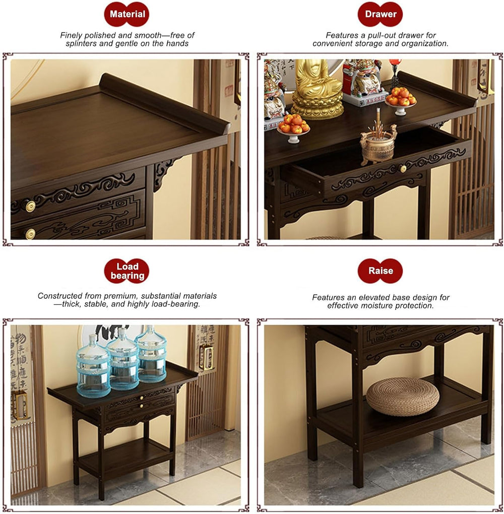 Prayer Altar, Buddha Altar Table, Designed for Home Use, Altar Table with Sto...