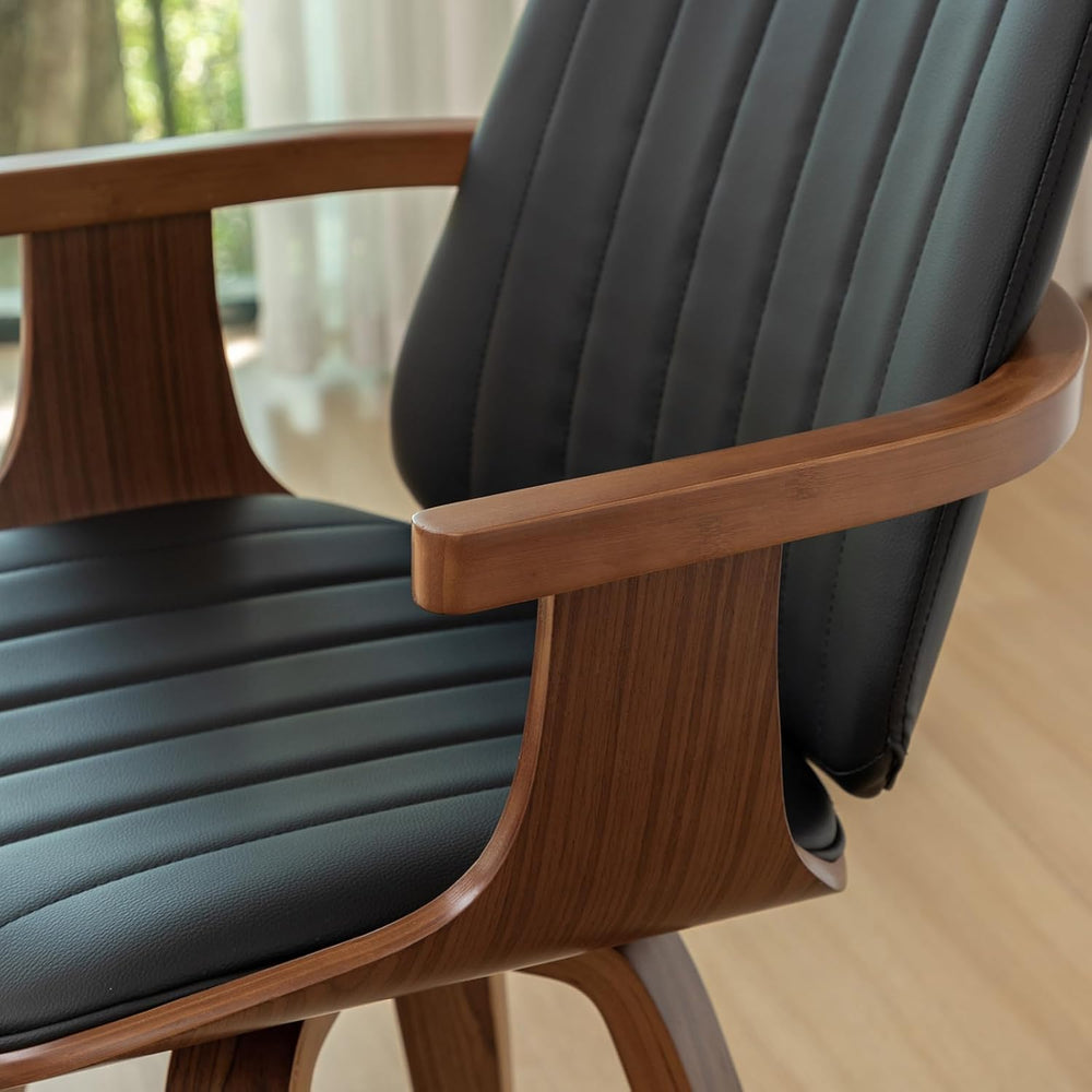 WUPOTO Swivel Dining Chairs, Set of 6 Kitchen Swivel Chairs with Walnut Craft...