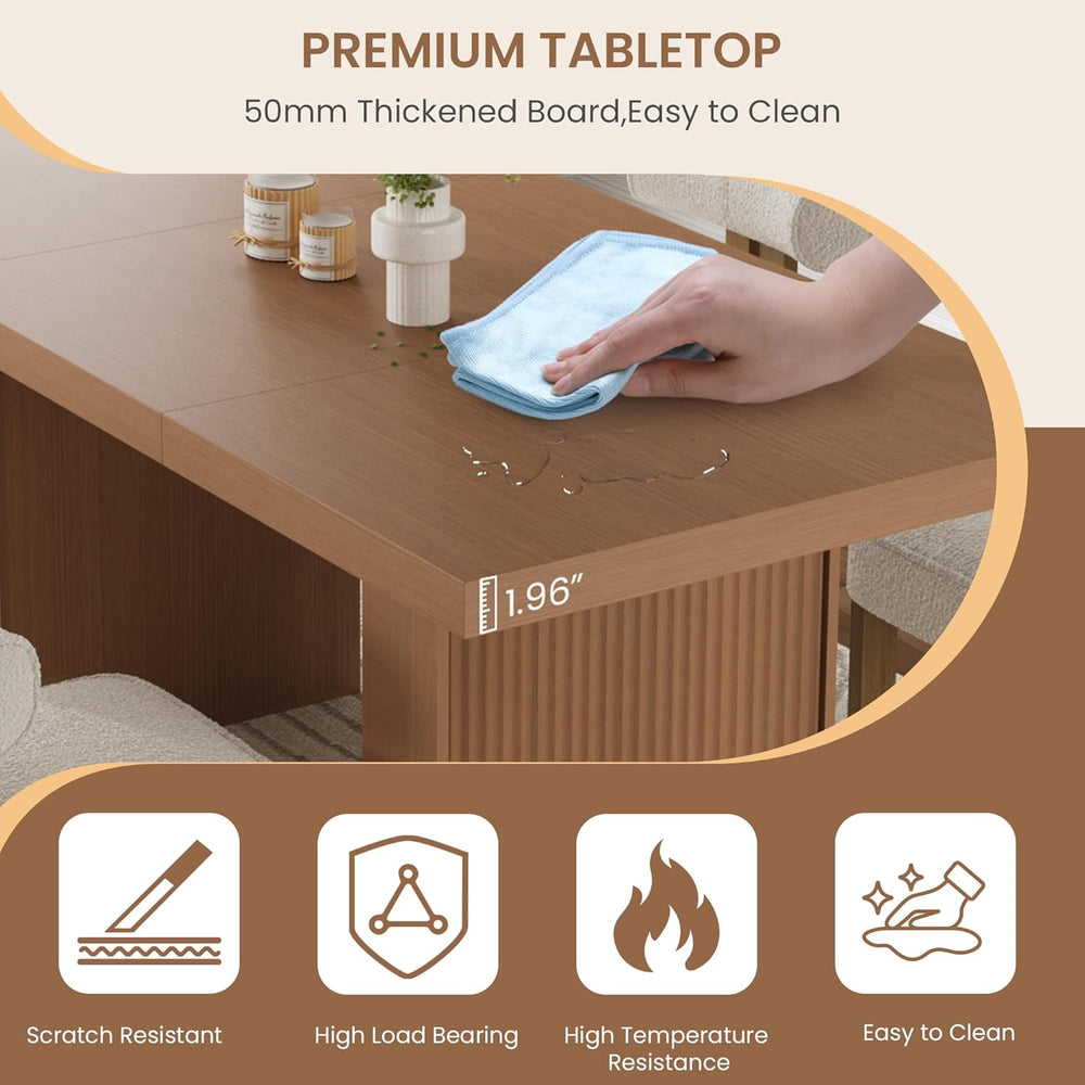 Garvee 70.8" Dining Table for 6 8 10, Modern Dining Room Table with Stor...