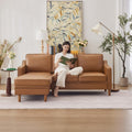 88" L-Shape Sofa, Faux Leather Sectional Couch, Mid Century Modern Couches with Solid Wood Frame for Living Room Bedroom