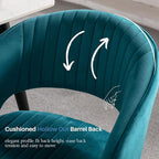Teal Velvet Dining Chairs Gold Legs, Modern Dining Room Chairs with Arms Set of 2 Upholstered Accent Chair Armchair with Barrel Back for Kitchen Living Room
