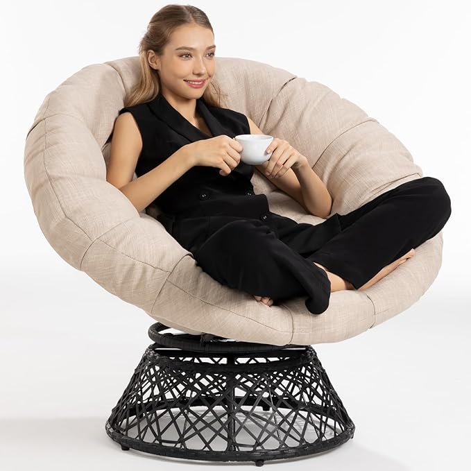 Bme 40" Ergonomic Wicker Papasan Chair