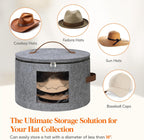 Lifewit Round Cowboy Hat Box for 7 Caps, Large Felt Hat Organizer Bag for Men & Women Storage, Baseball Cap Container with Dustproof Lid for Travel, Foldable 16.5" D x 10.6" H Carrier, 2 Pack, Gray