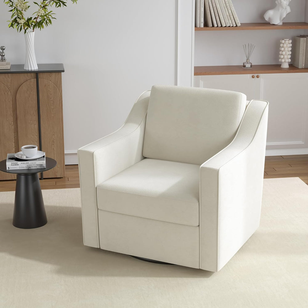 Swivel Accent Chair, Comfy Chenille Swivel Chair with Deep Seat, Upholstered ...