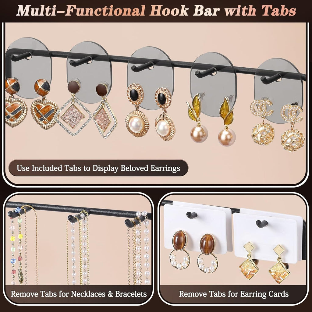 Earring Organizer, Earring Holder Display Stand with 3 Earring Storage Pegboards 568 Holes, Jewelry Organizer with Hook Rack for Stud Earrings Necklace, Acrylic Large Jewlery Hanger Towers for Women