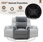 HAOMARKETS Swivel Rocker Recliner Chair Set of 2, Manual Faux Leather Glider Rocking Recliners for Adults, 360° Swivel Nursery Reclining Sofa with Padded Backrest for Living Room, Grey