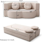 75" Convertible Folding Sofa Bed, 2-in-1 Full Size Floor Boneless Couch Bed, Loveseat sleeper Couch, Memory Foam Floor Sofa Sleeper SofaBed, Small couches for small spaces, No Assembly (Khaki)