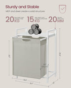VASAGLE Laundry Hamper, Laundry Basket, Laundry Sorter with A Pull-Out and Removable Bag, Shelf, Metal Frame, 17.2 Gallons (65 L), 19.7 x 13 x 28.4 Inches, Cream White and Cloud White UBLH101W01