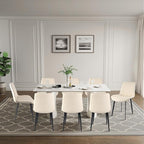 Dining Chairs, Modern PU Leather Dining Room Chair with Sturdy Metal Legs, Upholstered Seat Dinner Chairs Accent Side Chairs for Indoor Kitchen Living Room (Beige, Set of 8)