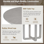 Merax 5-Piece Retro Dining Set, Round Table Top with Radial Wood Grain Design and 4 Upholstered Chairs for Dining Room and Kitchen, Antique Gray