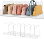 Adjustable Bag & Purse Organizer for Closet | Clear Shelf Dividers for Closet Organization, Vertical Handbag Separator for Sweater, Shirts & Clutches, Perfect for Bedroom, Living Room, Home