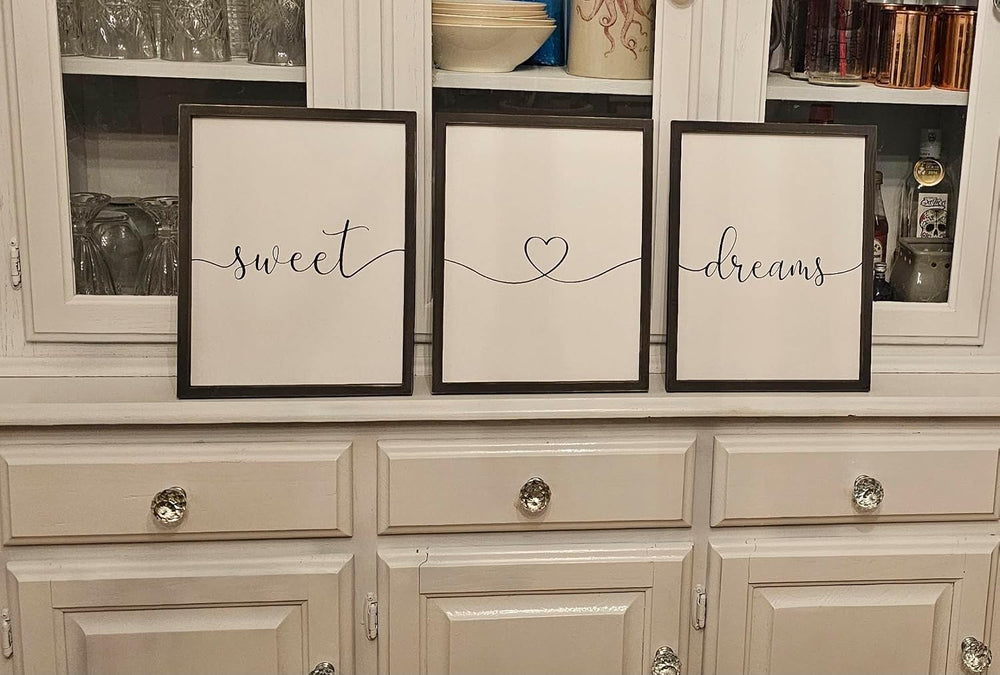 Set of 3 Framed Farmhouse Sweet Dreams Sign 11x14” Above Bed Wall Decor for B...