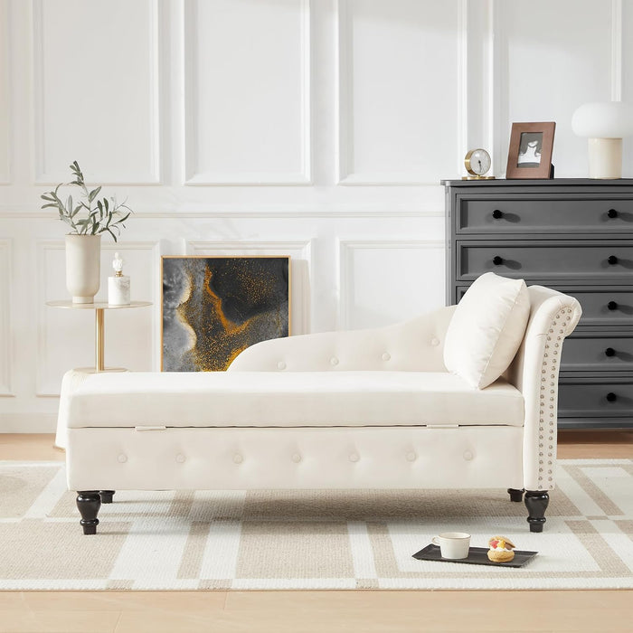 Iroomy Left Chaise Lounge Indoor with Storage,Beige