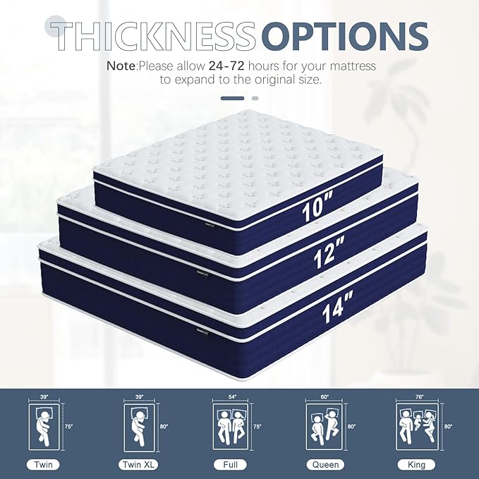 King Size Mattress, 12 Inch Hybrid King Mattress in a Box, Gel Memory Foam and Pocket Coils Innerpring Mattresses with Ergonomic Design, Cooler Sleep with Pressure Relief and Support, 76"*80"*12"