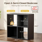 COMHOMA 4 Wood Cube Storage Organizer with Open Back and Removable Back Panels, 11In Black Cube Storage Bookshelf, Cubicle Shelf Bookcase for Home Office Bedroom Living Room, Vertical or Horizontal
