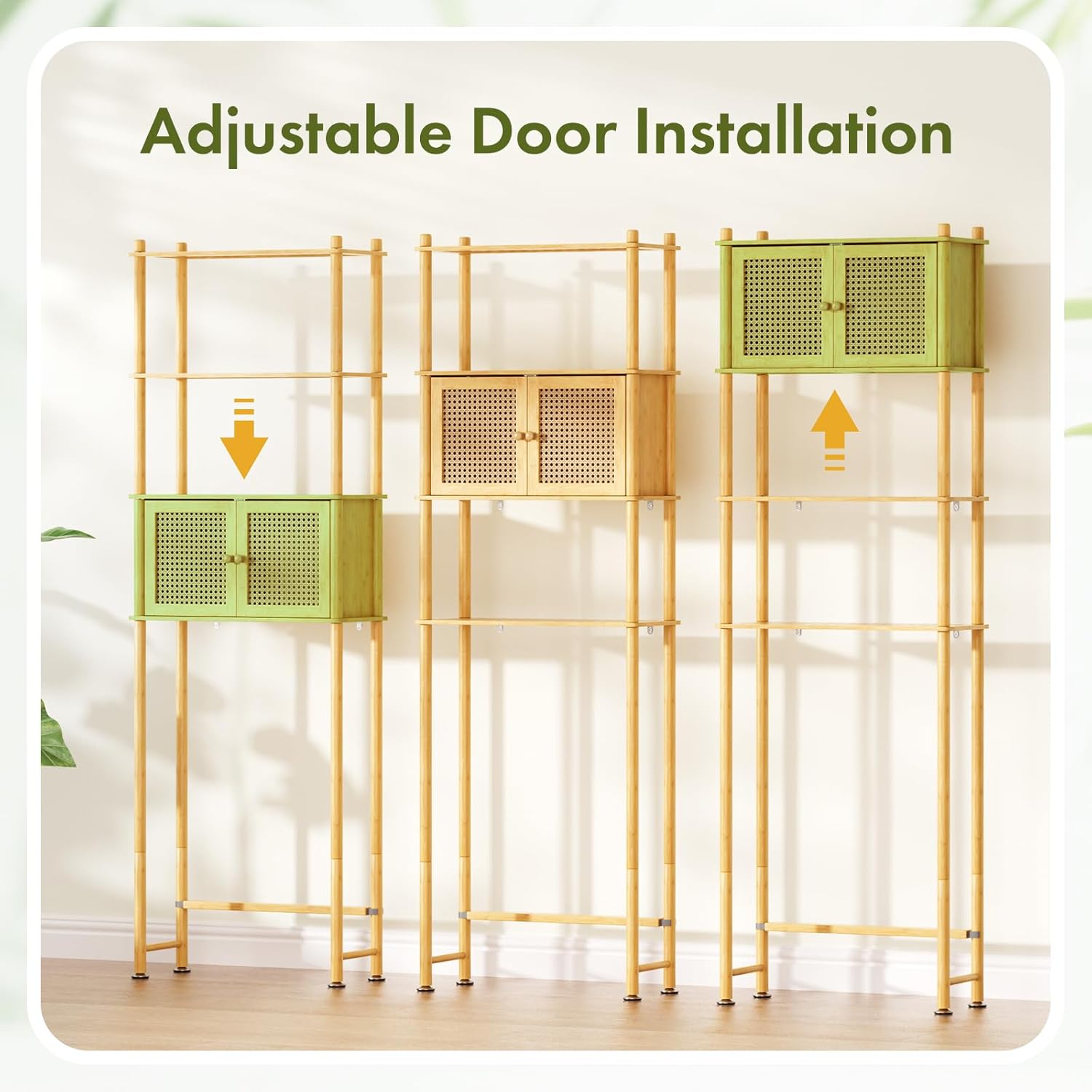 Over The Toilet Storage Cabinet Bamboo, 4-Tier Over Toilet Organizer Rack Freestanding Toilet Shelf for Bathroom, Laundry, Space Saver, Natural Color