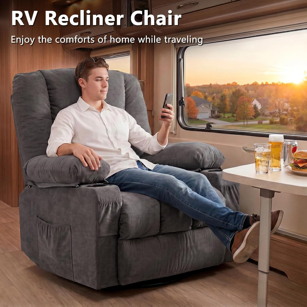 Swivel Rocker Recliner Chair with Vibration Massage and Heat Ergonomic Lounge...