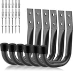 HORUSDY 6-Pack Heavy Duty Metal Wall Hooks, Large Garage Storage & Organization Hooks for Tools, Extension Cords, Ladders, and Bags, Wall Mount J Hooks for Indoor Outdoor Use, Gray