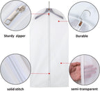 MsKitchen Garment Bags 12 Pack, 24 x 40 Hanging Clothes Storage Bags, Translucent PEVA Garment Covers with Full Zipper for Suits and Dresses