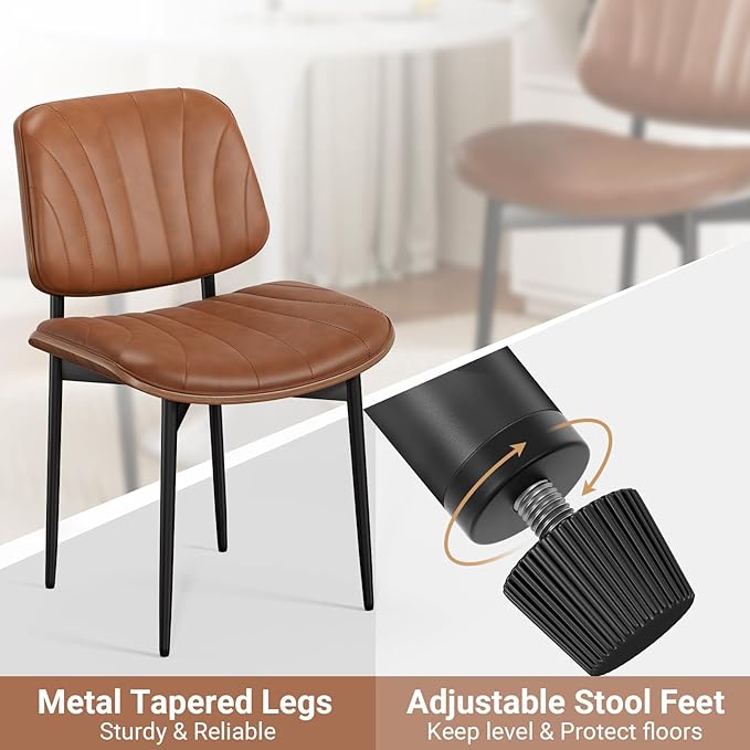 Dining Chairs Set of 4, Mid-Century Modern Upholstered PU Leather Chairs with...