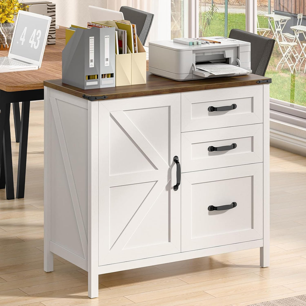Befrases File Cabinet 3 Drawers Lateral File Cabinet with Adjustable Shelf fo...
