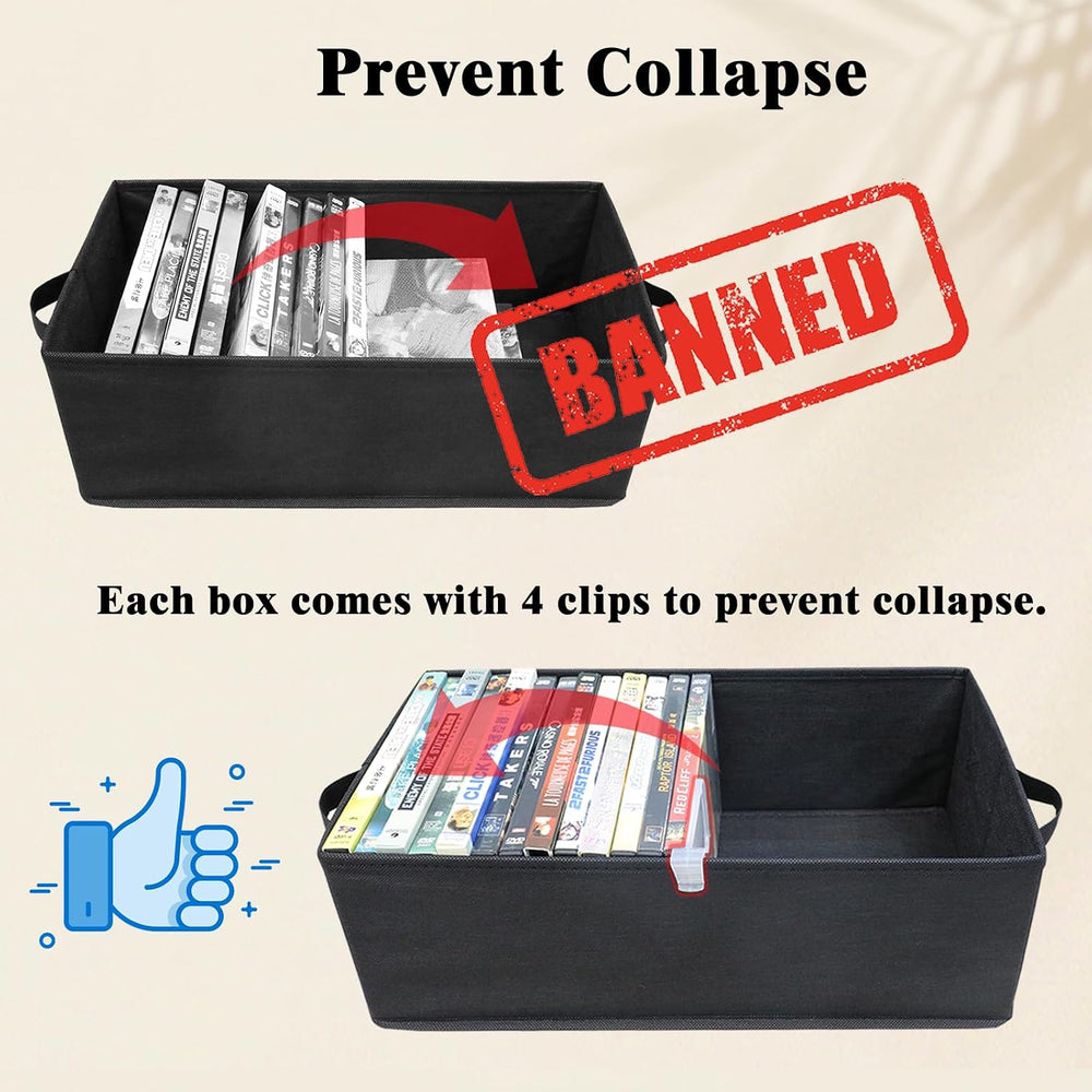 DVD Storage Boxes, 6P Larger DVD Storage Cases with Lid, Stackable Fabrics Me...