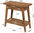 End Table for Living Room, 2-Tier Solid Wood Side Table with Storage, Farmhouse Rectangle Nightstand for Bedroom, Living Room, Small Spaces (Natural Brown) (1)