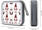 40-Disc CD/DVD Organizer Wallet Silver Snow Gnome On Rustic Grey Wood Plank Winter Christmas, Heavy-Duty Hard Plastic Binder, Portable Storage Case with Carry Strap for Car