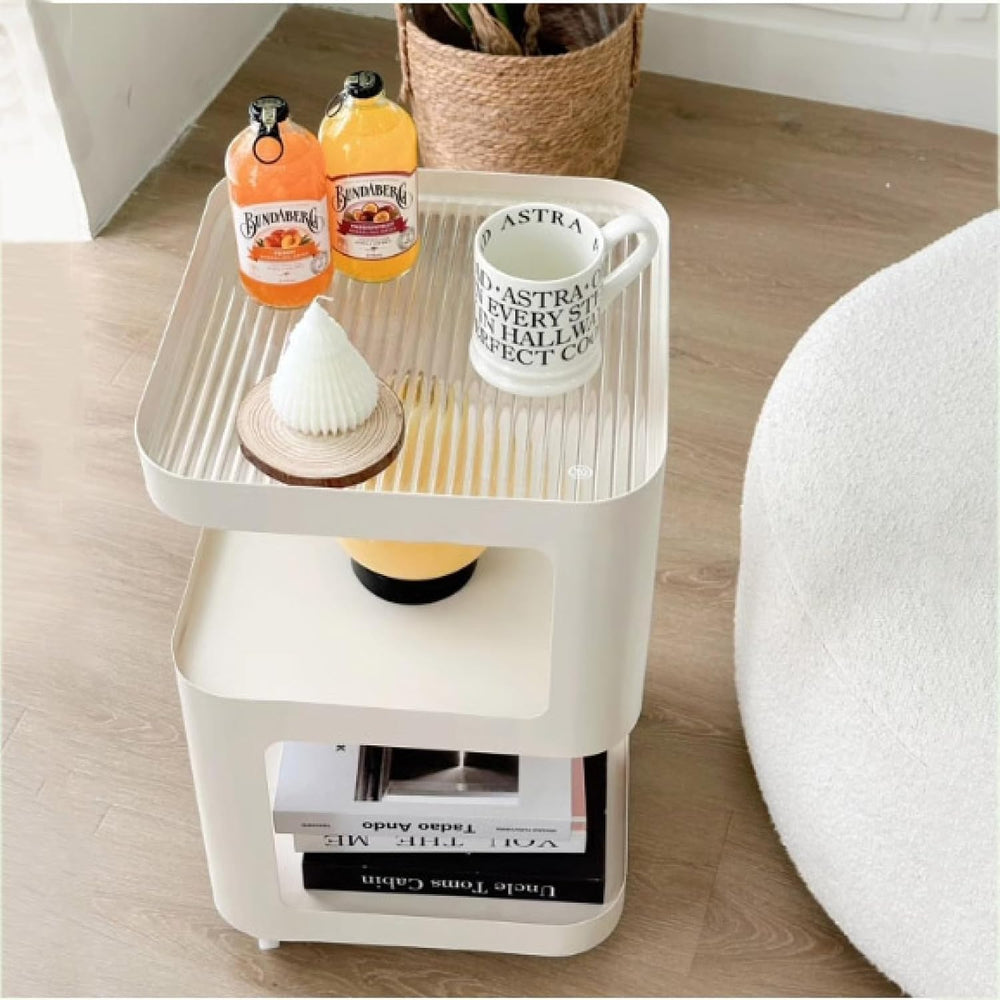 3-Tier End Table,Sofa End Can Rotate Square End Side Tables Glass Top Coffee ...