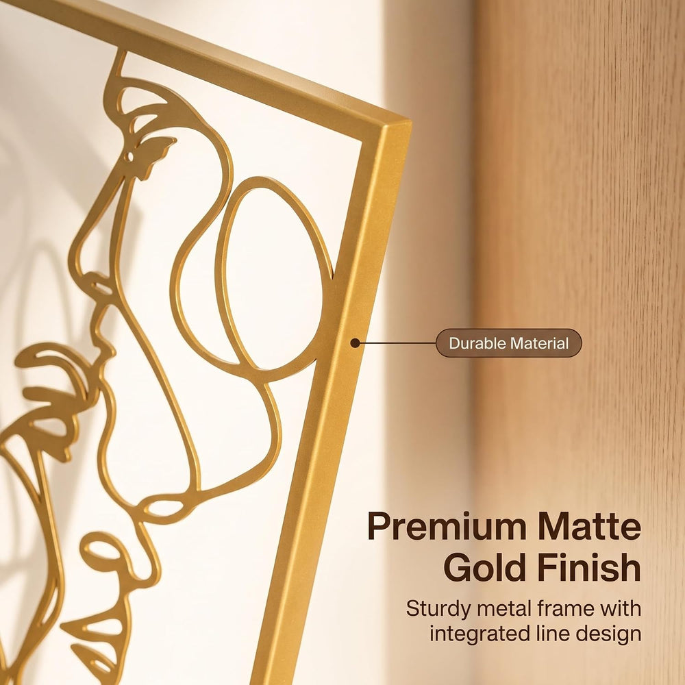 AMAATE 3Pcs Gold Romantic Couple Heart Hollow Metal Wall Sculpture Art