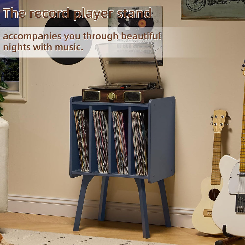 LELELINKY Record Player Stand, Blue Vinyl Record Storage Table for Albums | M...