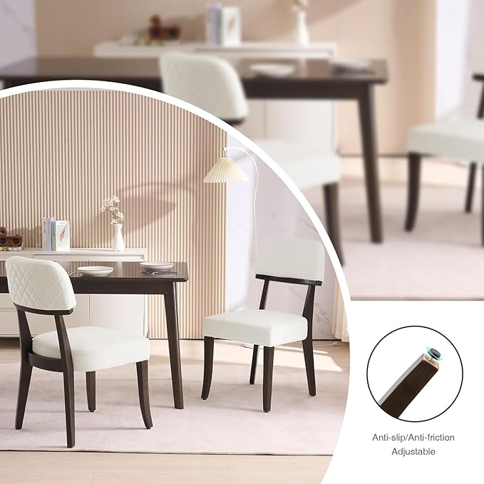 Modern Wood Dining Chairs Set of 4, Velvet Upholstered Kitchen Chairs with Op...