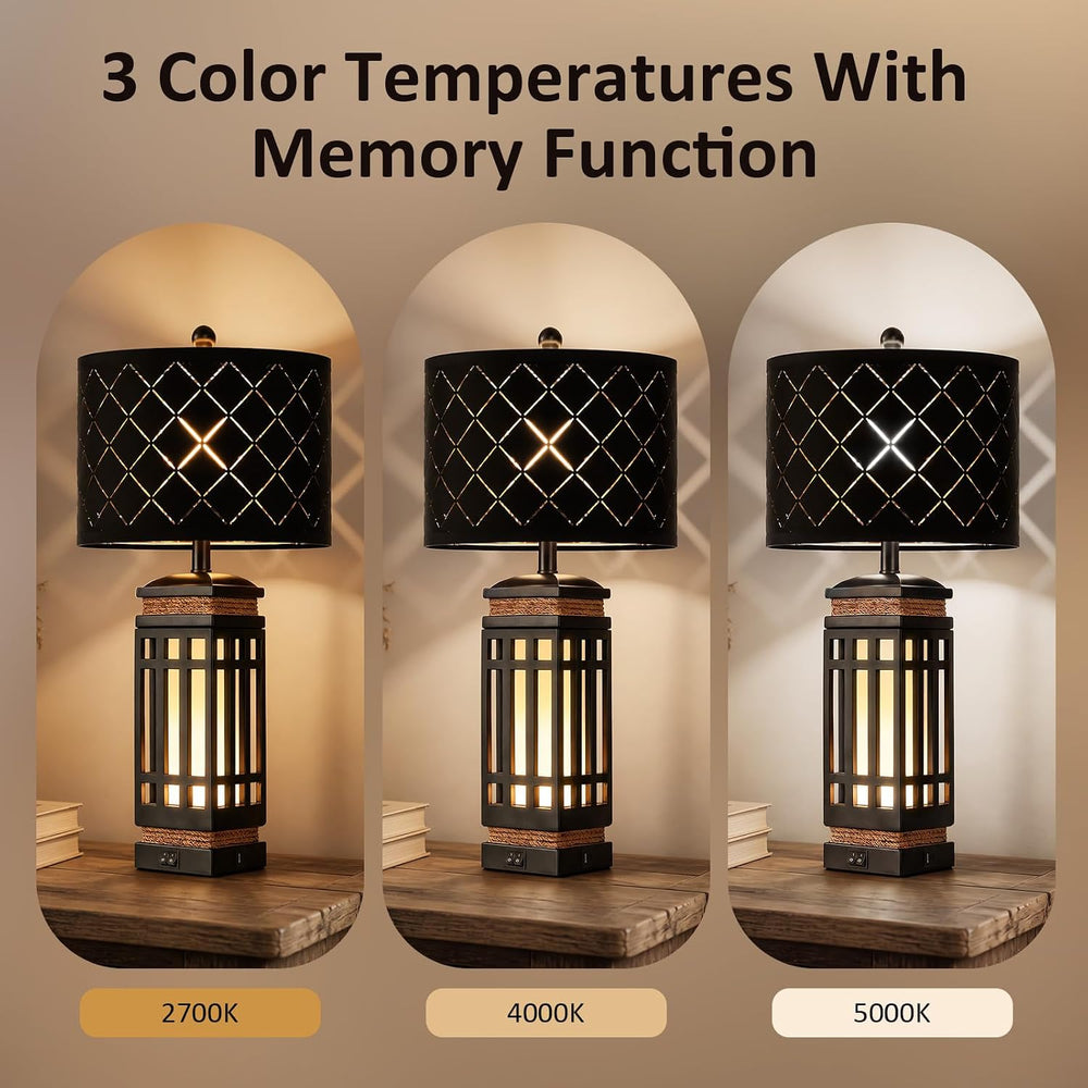 Hamucd 25'' Modern Farmhouse Table Lamp Set of 2 for Living Room Bedroom