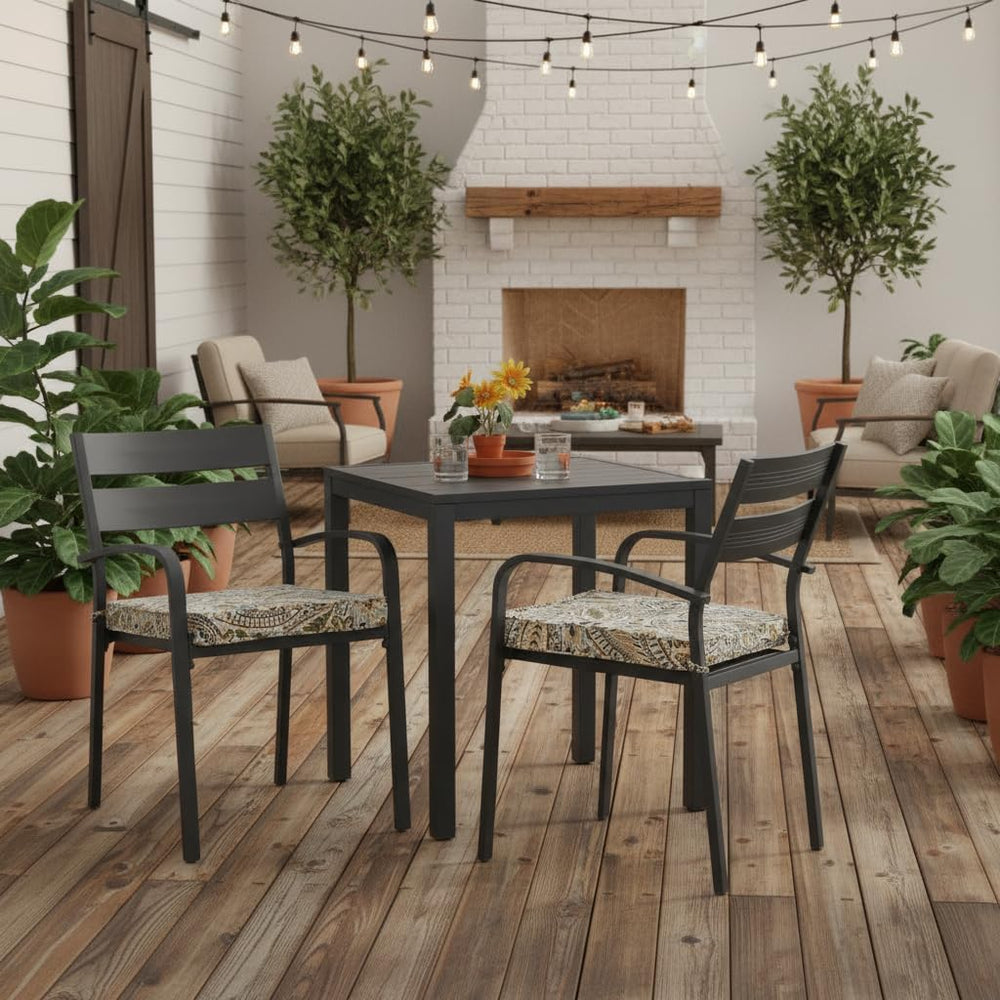 Outdoor 18 inch Square Patio Dining Chair Pads – Comfortable Fiber-Filled Sea...