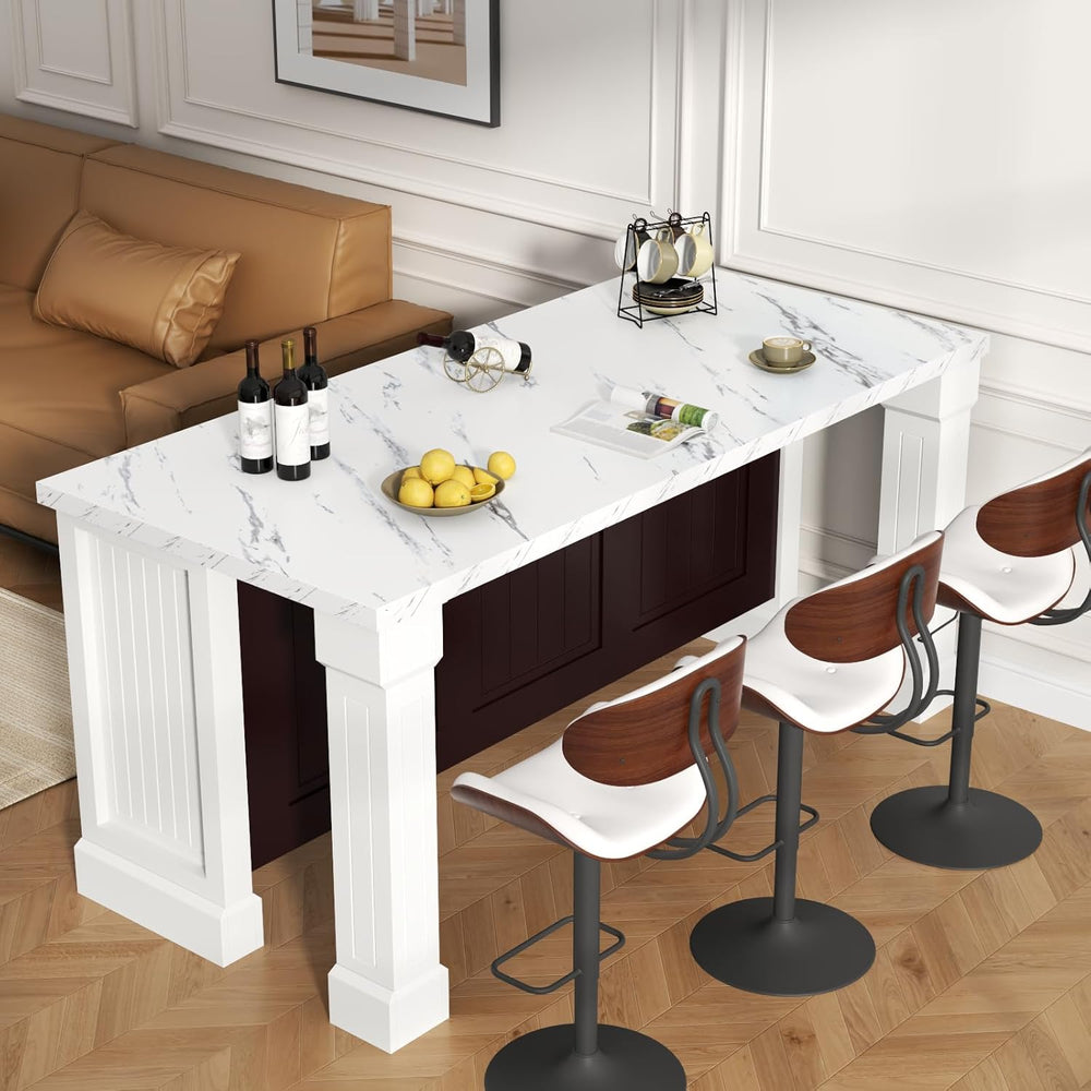 Gyfimoie 71" Large Imitation Marble Dining Table with Roman Column,36&qu...