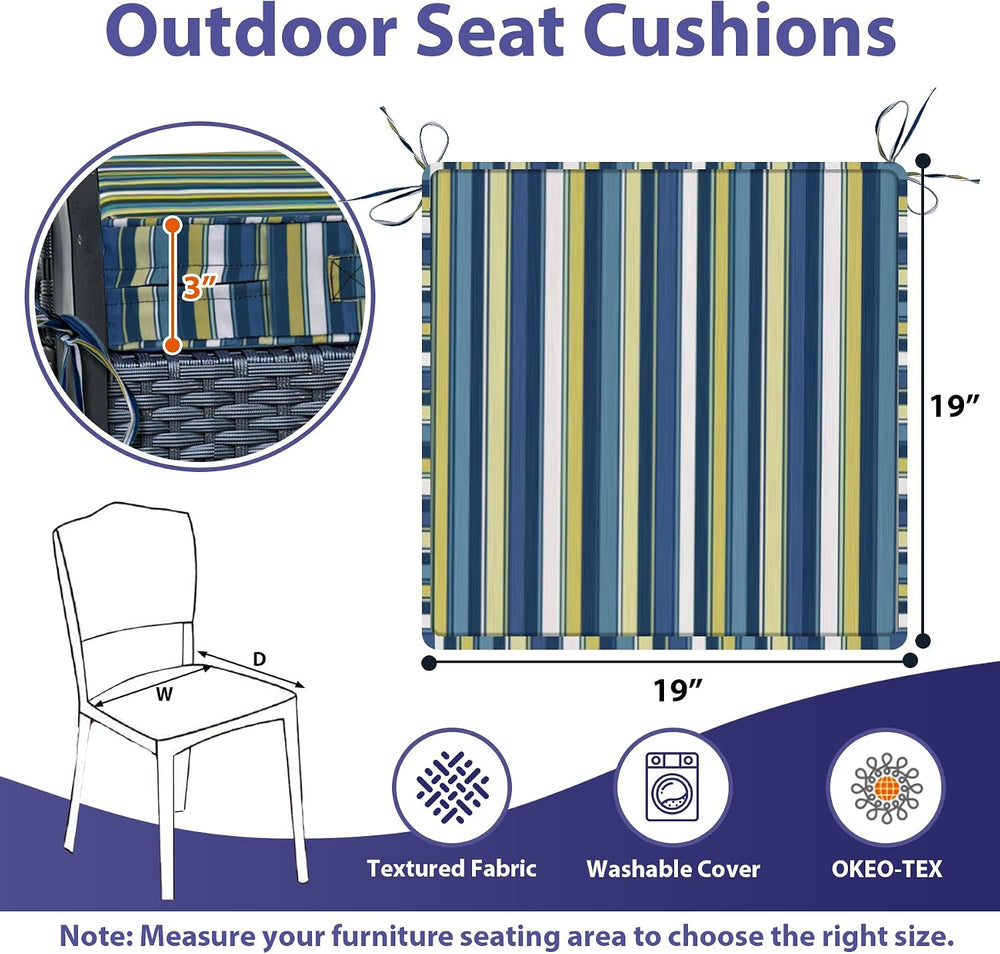 IPYNBAP Outdoor Chair Cushions Set of 4 -Waterproof Outdoor Seat Cushions for...