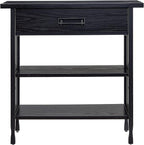 Leick Home Ironcraft Bookshelf, Solid Wood, 1 Drawer, 2 Shelves, Blackened Hardware, Slatted Sides, Easy Assembly, Black Wash, 12 in W x 30 in L x 30 in H, Item 11261-BK