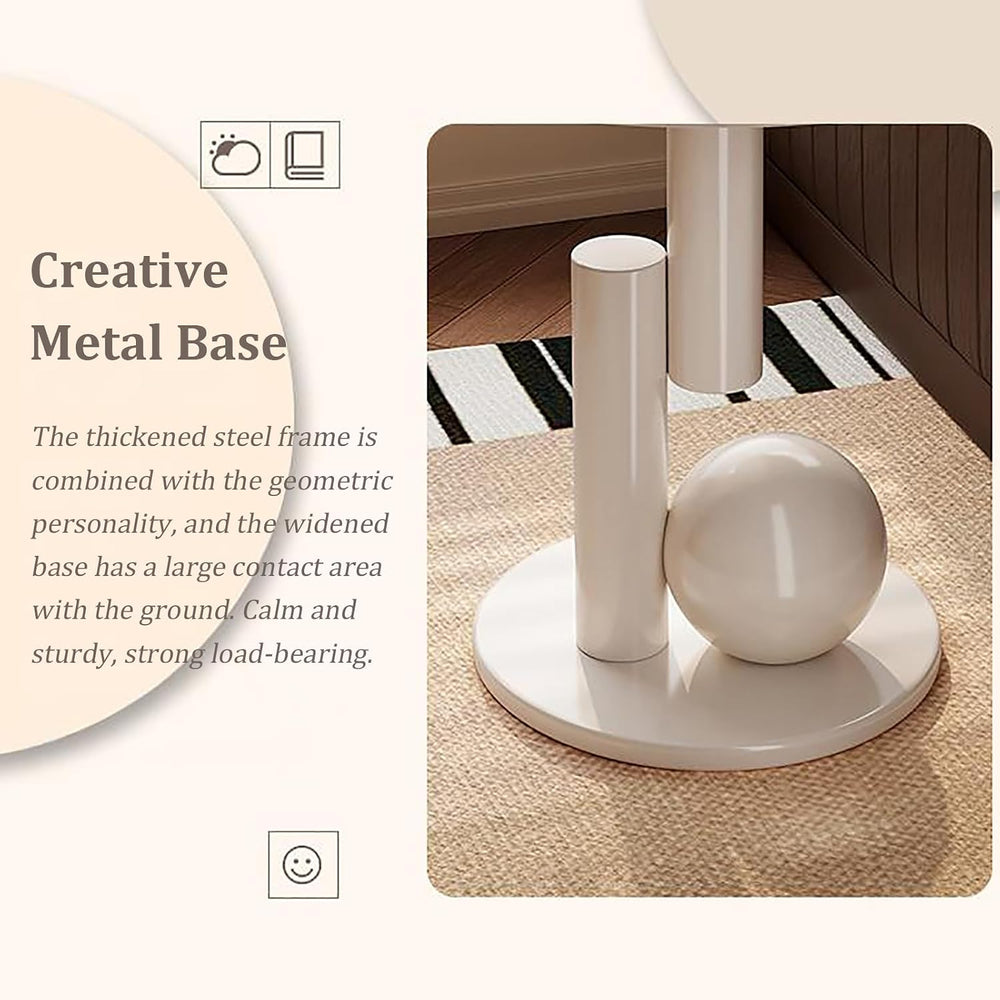 Metal End Table, Living Room Coffee Table with Marble Tabletop, Modern Geomet...
