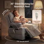 MAMAZING Lullapod Power Nursery Rocking Chair with HugAssist Armrest | Triple Motor Power Nursing Recliner with 270° Swivel Glider & Quiet Rocking, Dual Charging Ports & Built-In Storage