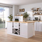 homary 59" Modern Kitchen Island with Storage & Wine Rack, Natural & White Kitchen Table with 2 Drawers, 2 Doors & Adjustable Shelves for Kitchen, Dining Room Prep Station & Organizer