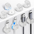 8 Pack Cord Organizer, Ω-Shaped Rotatable Cable Clips, Strong Adhesive Cable Management with Nails, Cord Holder for Nightstand, Desk, and Wall (Clear)