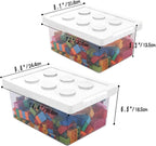 loobuu Plastic Storage Bins with Lids - Stackable Toy Storage Organizer Box Set of 2, Toy Chests with Compatible Building Baseplate and Lid, Storage Container for Building Bricks & Toys- White